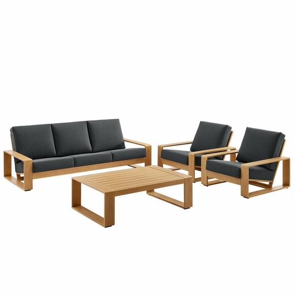Lirienne 4-Piece Outdoor Patio Aluminum Faux Wood Furniture Set