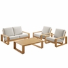 Lirienne 4-Piece Outdoor Patio Aluminum Faux Wood Furniture Set