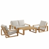 Lirienne 4-Piece Outdoor Patio Aluminum Faux Wood Furniture Set