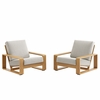 Lirienne Outdoor Patio Aluminum Faux Wood Armchairs Set of 2
