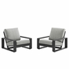 Lirienne Outdoor Patio Aluminum Faux Wood Armchairs Set of 2