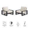 Lirienne Outdoor Patio Aluminum Faux Wood Armchairs Set of 2