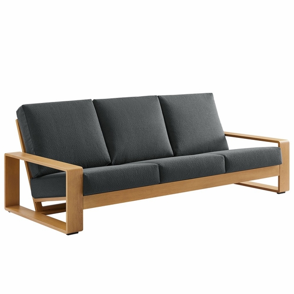 Lirienne Outdoor Patio Aluminum Faux Wood Sofa