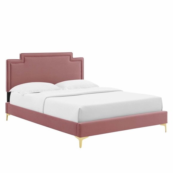 Liva Performance Velvet King Bed in Dusty Rose