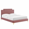 Liva Performance Velvet King Bed in Dusty Rose