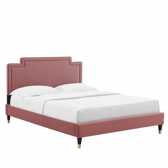 Liva Performance Velvet King Bed-MOD-6841 in Dusty Rose