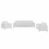 Loft 3 Piece Tufted Upholstered Faux Leather Sofa Set
