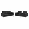 Loft 3 Piece Tufted Upholstered Faux Leather Sofa Set MID-4103