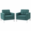 Loft Armchairs Fabric Set of 2 in Teal