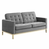 Loft Gold Stainless Steel Leg Performance Velvet Loveseat in Gold Gray