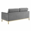 Loft Gold Stainless Steel Leg Performance Velvet Loveseat in Gold Gray