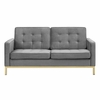 Loft Gold Stainless Steel Leg Performance Velvet Loveseat in Gold Gray