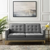 Loft Gold Stainless Steel Leg Performance Velvet Loveseat in Gold Gray