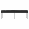 Loft Tufted Large Upholstered Faux Leather Bench in Silver Black