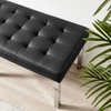 Loft Tufted Large Upholstered Faux Leather Bench in Silver Black