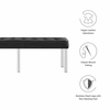 Loft Tufted Large Upholstered Faux Leather Bench in Silver Black