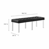 Loft Tufted Large Upholstered Faux Leather Bench in Silver Black