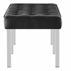 Loft Tufted Large Upholstered Faux Leather Bench in Silver Black