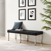 Loft Tufted Large Upholstered Faux Leather Bench in Silver Black