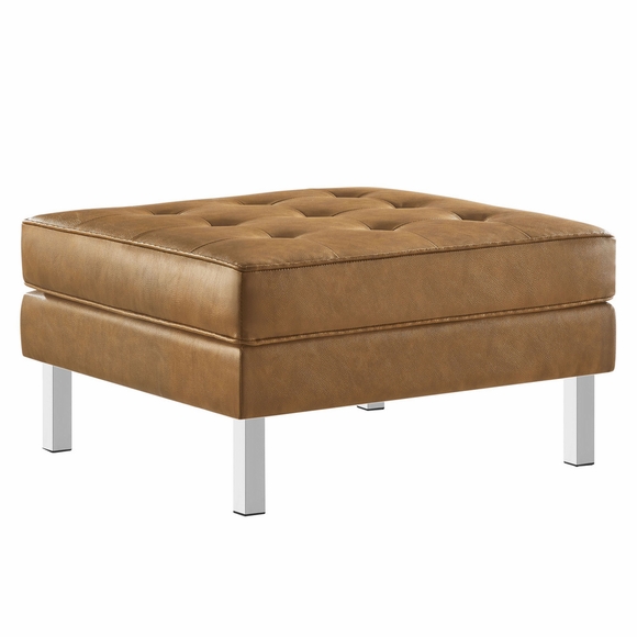 Loft Tufted Upholstered Faux Leather Ottoman