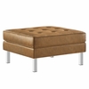 Loft Tufted Upholstered Faux Leather Ottoman