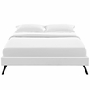 Loryn Queen Vinyl Bed Frame with Round Splayed Legs in White