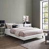 Loryn Queen Vinyl Bed Frame with Round Splayed Legs in White