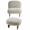 Loyal Boucle Fabric Accent Chair and Ottoman Set