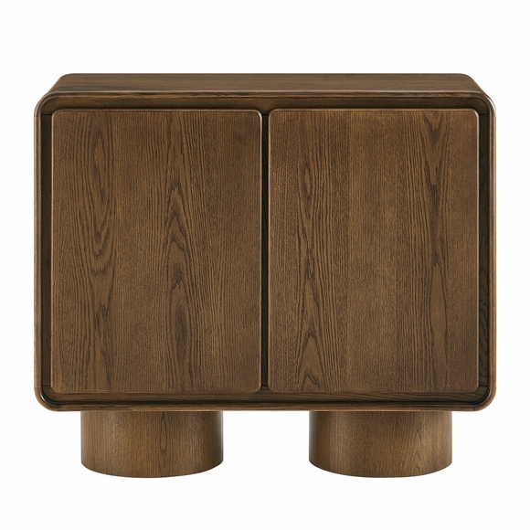 Lumo 2-Door Curved Wood Accent Cabinet in Walnut