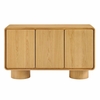 Lumo 3-Door Curved Wood Accent Cabinet in Oak