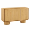 Lumo 3-Door Curved Wood Accent Cabinet in Oak