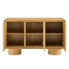 Lumo 3-Door Curved Wood Accent Cabinet in Oak