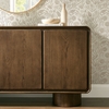 Lumo 3-Door Curved Wood Accent Cabinet in Walnut