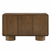 Lumo 3-Door Curved Wood Accent Cabinet in Walnut
