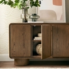 Lumo 4-Door Curved Wood Accent Cabinet in Walnut