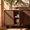 Lumo 4-Door Curved Wood Accent Cabinet in Walnut