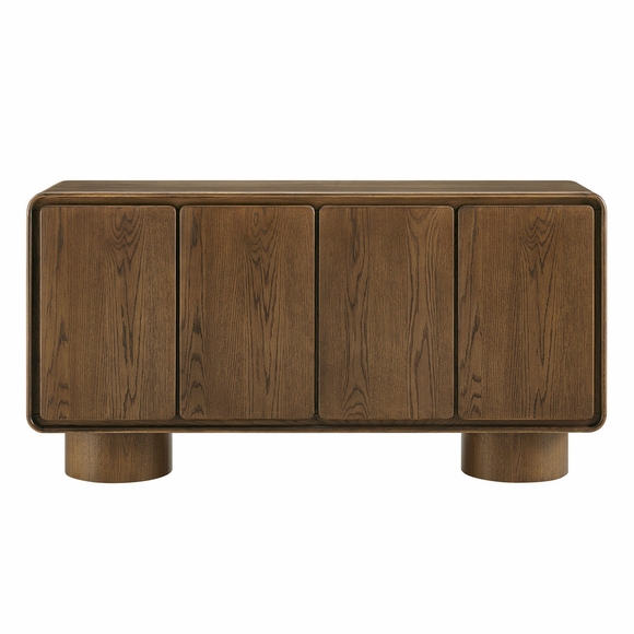Lumo 4-Door Curved Wood Accent Cabinet in Walnut