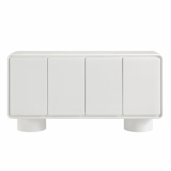 Lumo 4-Door Curved Wood Accent Cabinet in White