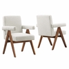 Lyra Boucle Fabric Dining Room Chair Set of 2 in Ivory