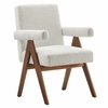 Lyra Boucle Fabric Dining Room Chair Set of 2 in Ivory