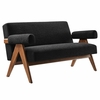 Lyra Boucle Fabric Loveseat in Black