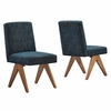 Lyra Fabric Dining Room Side Chair Set of 2 in Azure Fabric