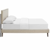 Macie Queen Fabric Platform Bed with Round Splayed Legs in Beige