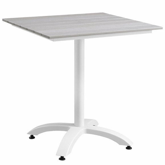 Maine 28" Outdoor Patio Dining Table in White Light Gray
