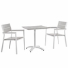 Maine 3 Piece Outdoor Patio Dining Set in White Light Gray