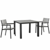Maine 3 Piece Outdoor Patio Dining Set in Brown Gray