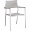Maine 3 Piece Outdoor Patio Dining Set in White Light Gray