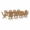 Marina 11 Piece Outdoor Patio Teak Outdoor Dining Set in Natural MID-3284