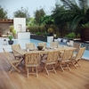 Marina 11 Piece Outdoor Patio Teak Outdoor Dining Set in Natural MID-3284