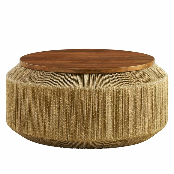 Maris Seagrass and Wood Coffee Table in Walnut Natural